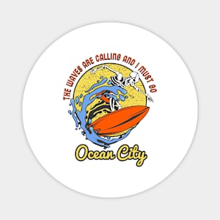 Ocean City skeleton surfer Magnet